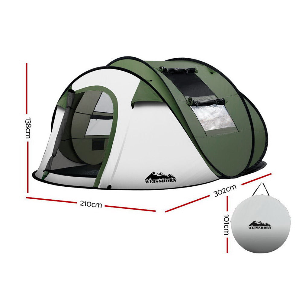 Weisshorn 4-5 Person Pop-Up Camping Tent, Green