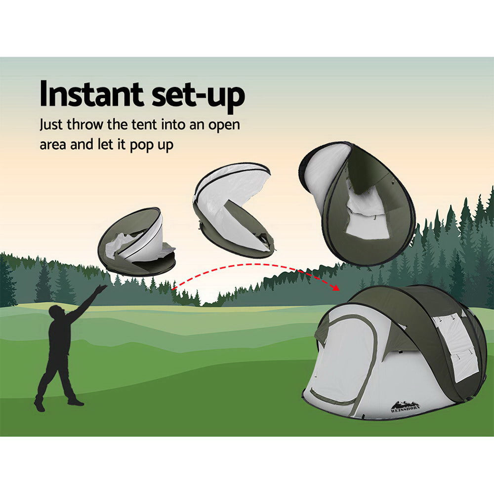 Weisshorn 4-5 Person Pop-Up Camping Tent, Green