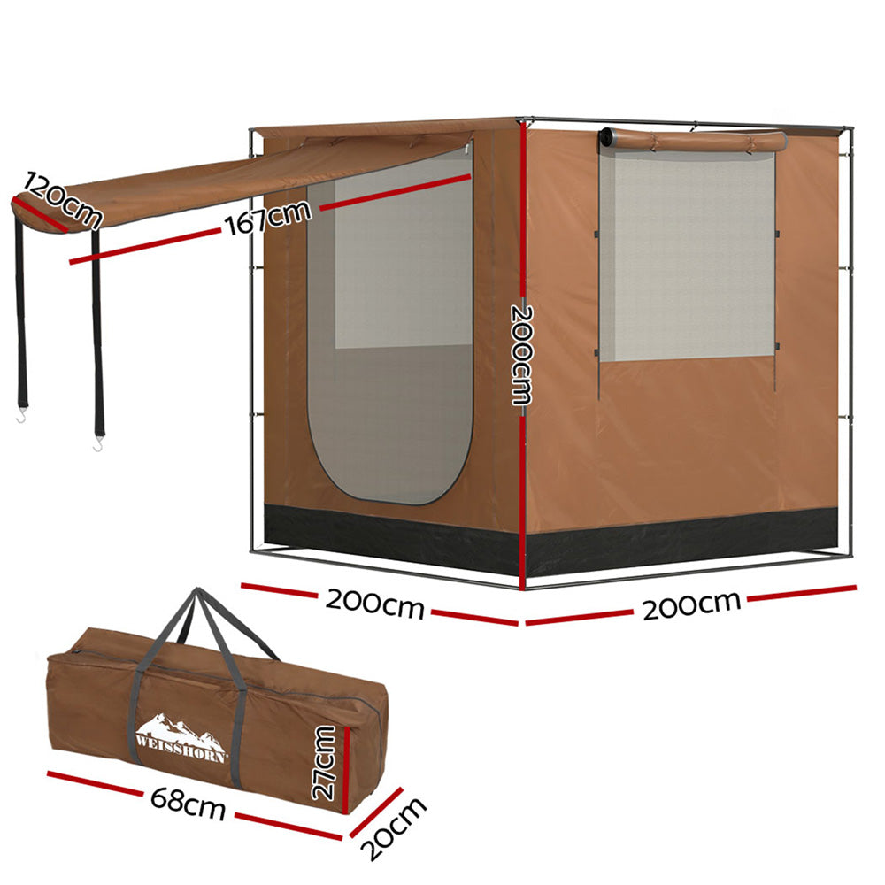 Weisshorn SUV Side Awning Tent, 2 x 2m, Brown