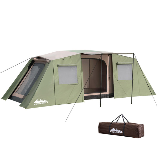 Weisshorn 10 Person Instant Family Camping Tent, 3 Rooms, Green