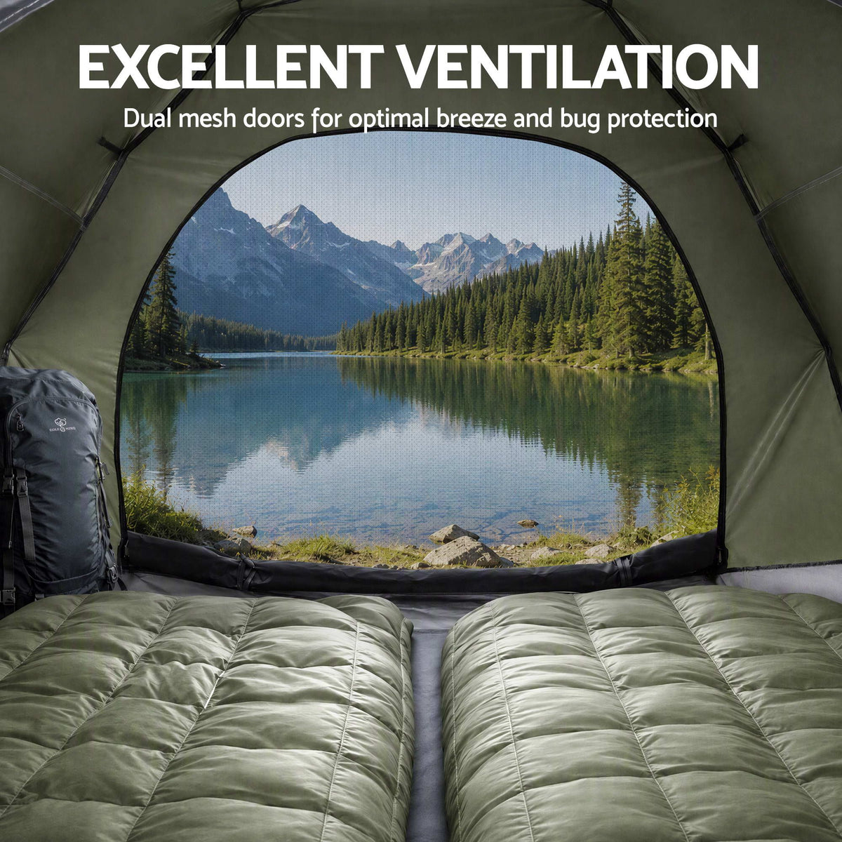 Weisshorn 2 Person Pop-Up Camping Tent with Rainfly, PU3000mm