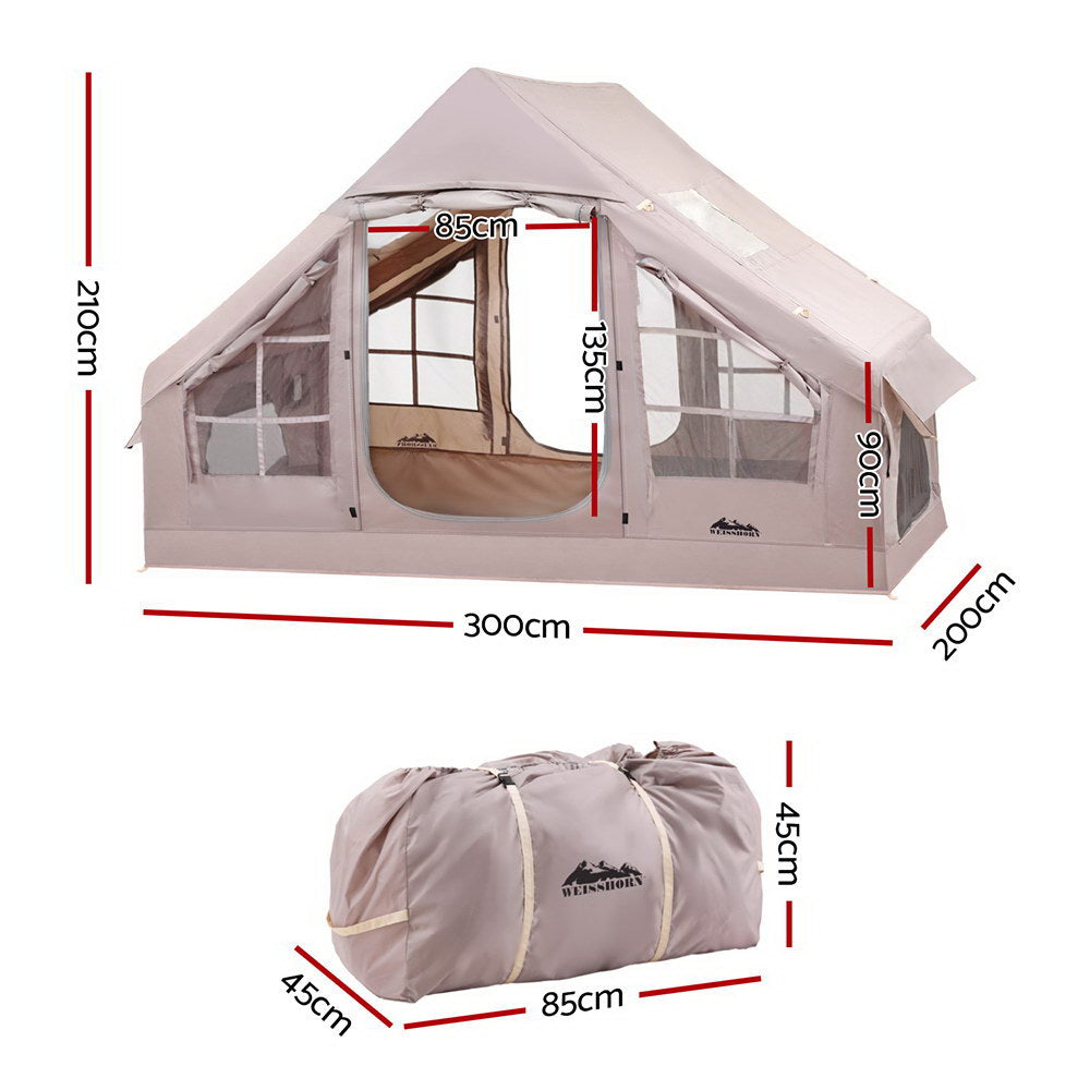 Weisshorn Inflatable Beach Tent, 4-6 Person, 300cm, Brown