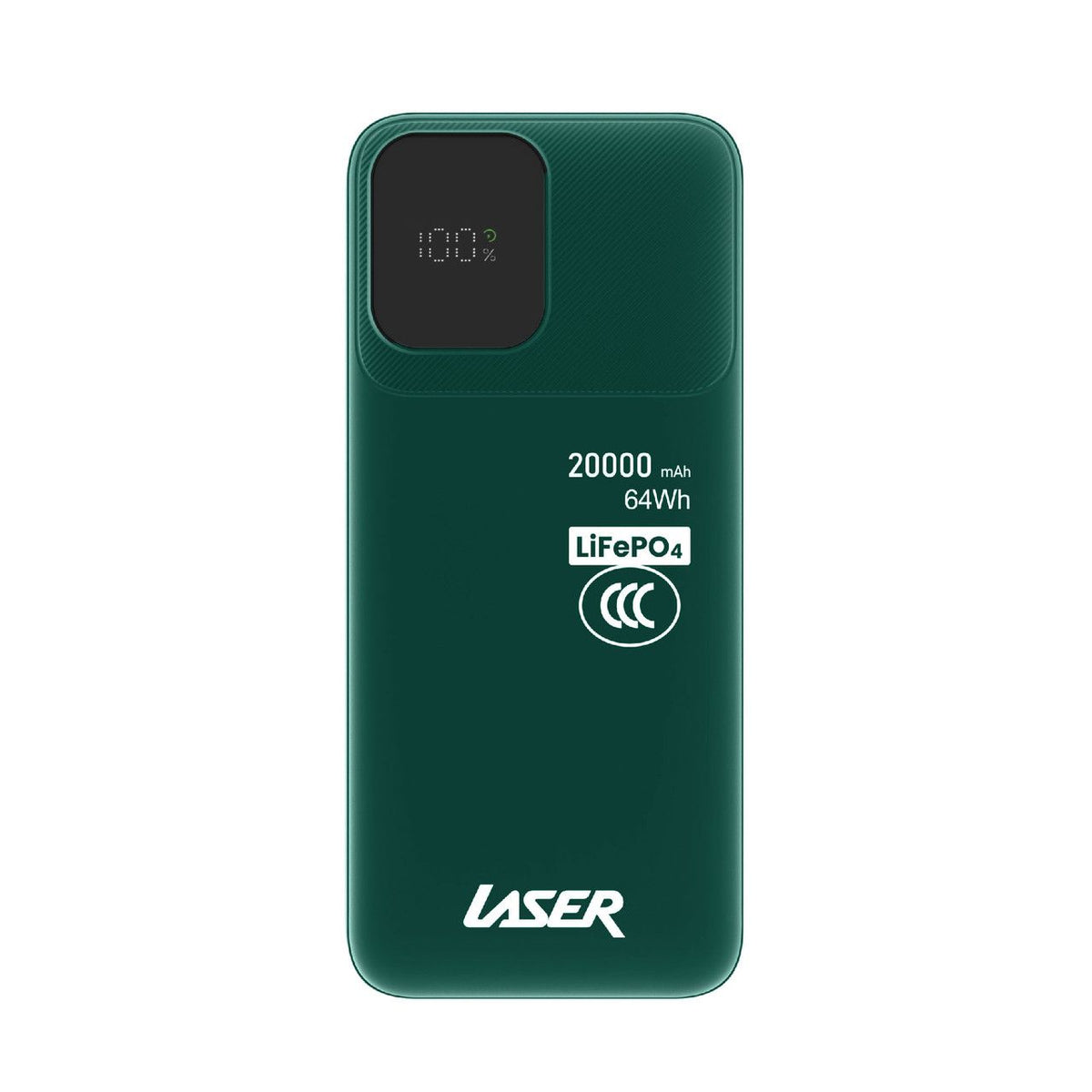 Laser 20000mAh LiFePO4 Power Bank, 20W USB-C PD, Green