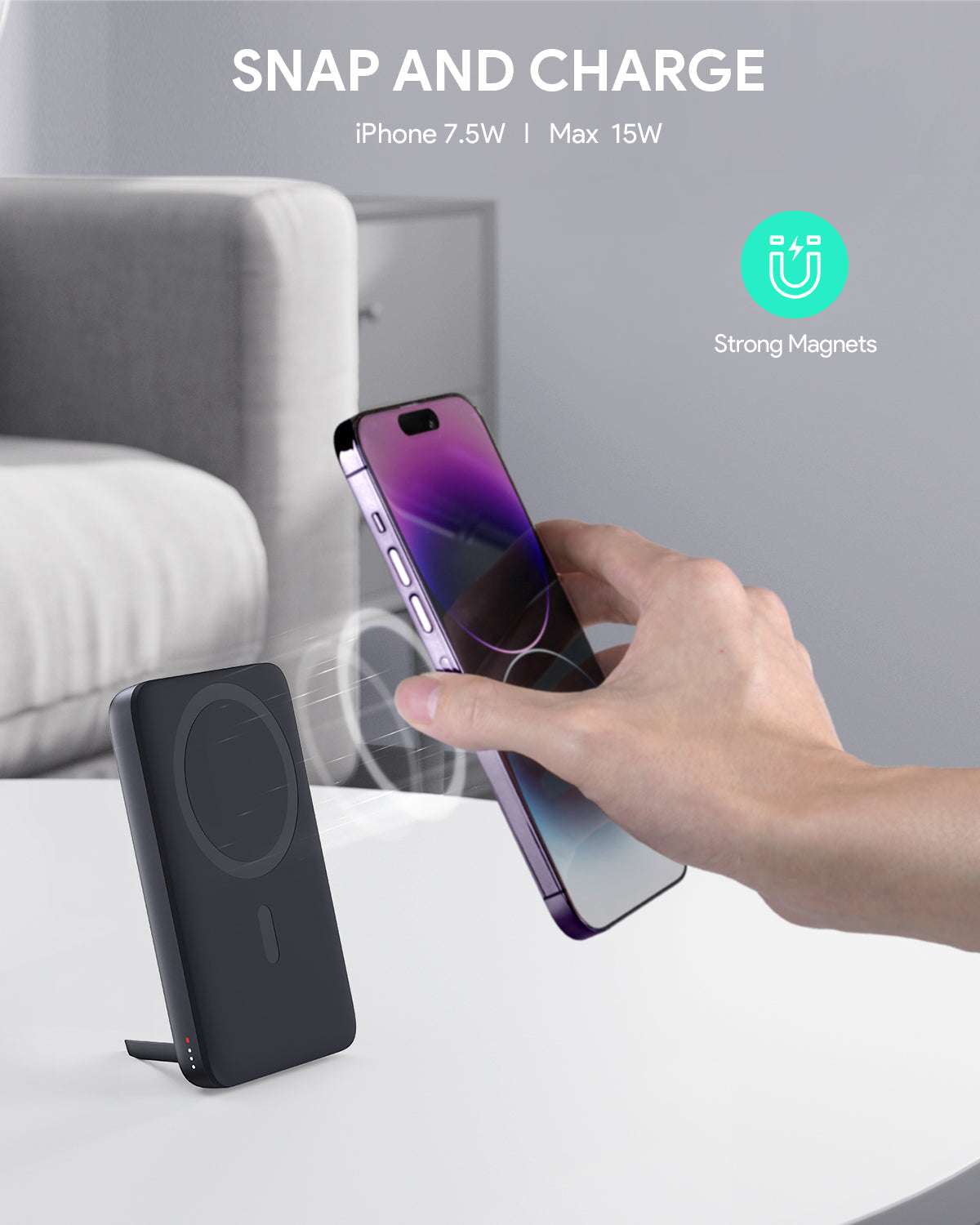AUKEY 6700mAh Magnetic Wireless Power Bank, 20W USB-C, PB-MS01