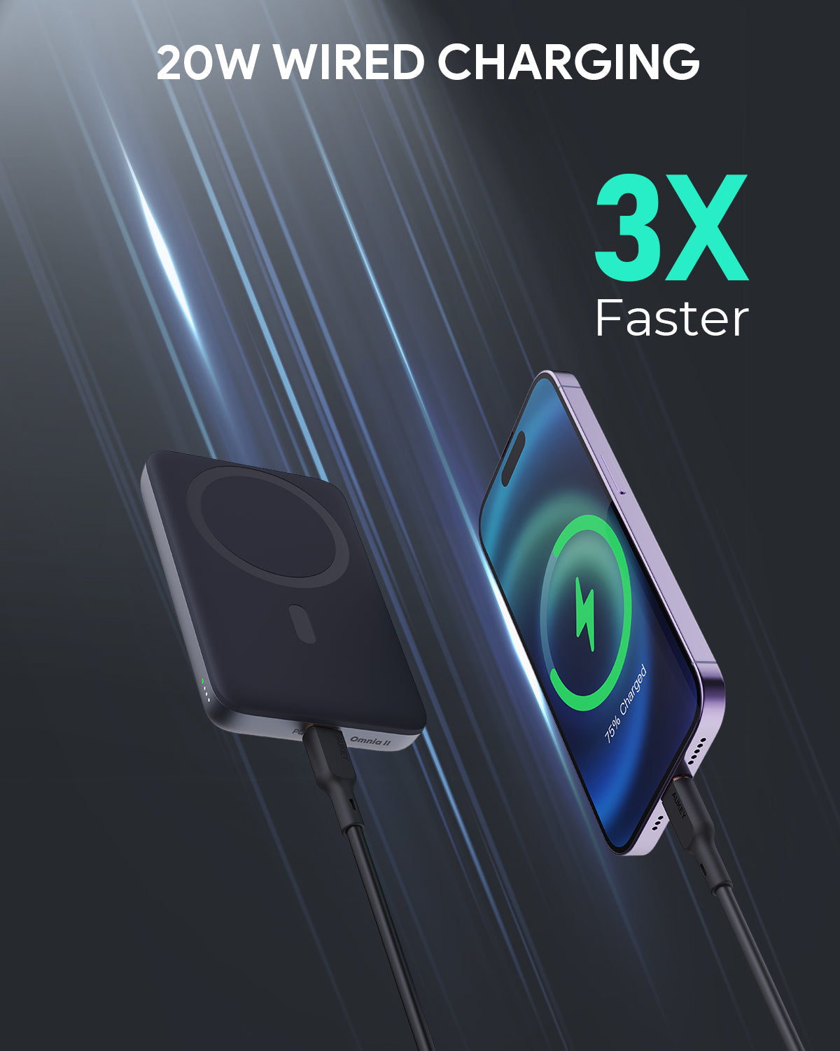 AUKEY 6700mAh Magnetic Wireless Power Bank, 20W USB-C, PB-MS01