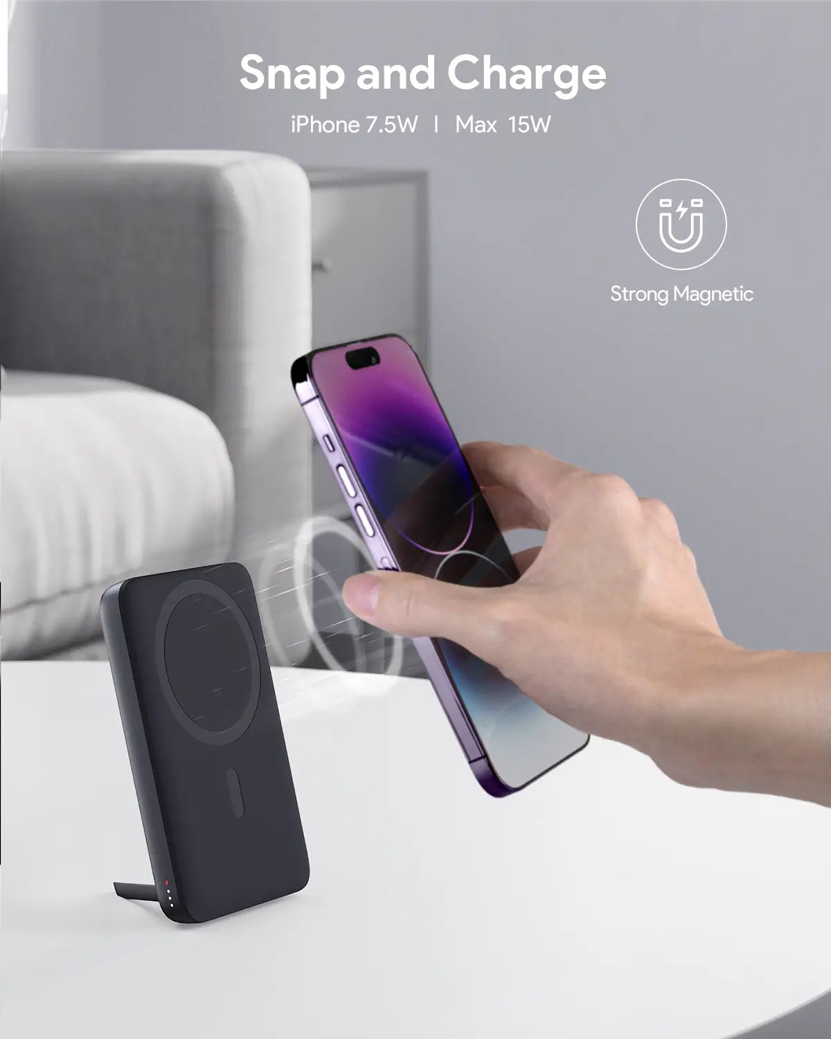 AUKEY 10000mAh Magnetic Wireless Power Bank, 30W USB-C, PB-MS02