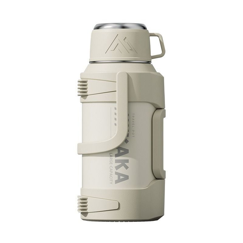 316 Stainless Steel Thermos Flask with Tea Filter and Cup Lid, 2L, Black