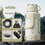 316 Stainless Steel Thermos Flask with Tea Filter and Cup Lid, 1.2L, White
