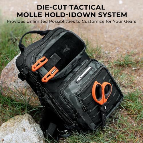 MOLLE Fishing Sling Bag with Rod Holder, Green