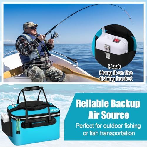 Foldable Aerated Fishing Bucket, 6 Gallon, Blue