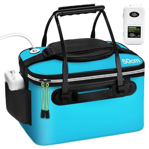 Foldable Aerated Fishing Bucket, 10 Gallon, Grey