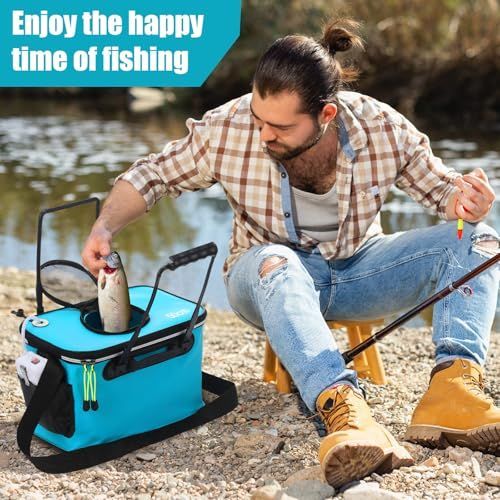 Foldable Aerated Fishing Bucket, 4 Gallon, Orange