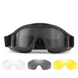Tactical Safety Goggles, 3 Lenses, Black