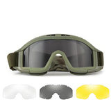 Tactical Safety Goggles, 3 Lenses, Green