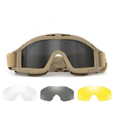 Tactical Safety Goggles, 3 Lenses, Khaki