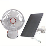 Solar Rechargeable Camping Fan with Light, 10000mAh, White