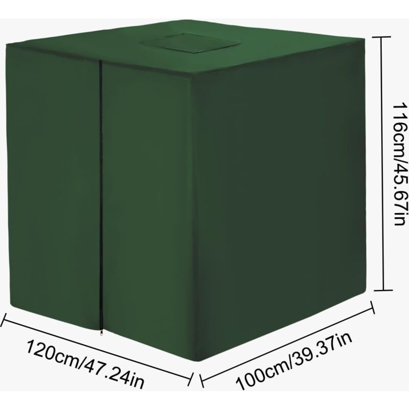 1000L IBC Tank Cover, Black 420D Oxford, Zip Access, 120 x 100 x 116 cm