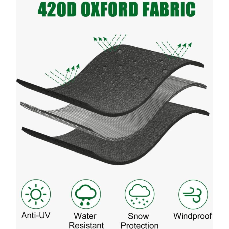 1000L IBC Tank Cover, Black 420D Oxford, Zip Access, 120 x 100 x 116 cm