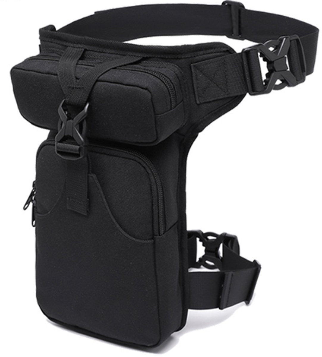 Tactical Leg Bag with 4 Compartments, Black