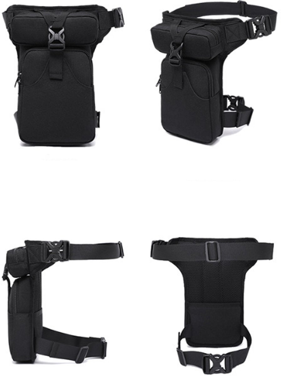 Tactical Leg Bag with 4 Compartments, Black