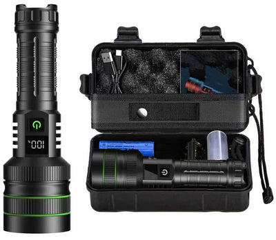 CRESTONE Super Bright Rechargeable LED Flashlight - Long Range Tactical Torch