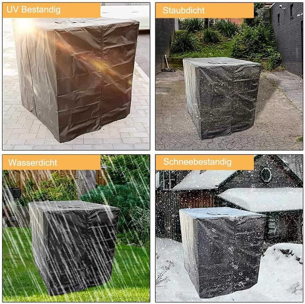 Black 210D Oxford IBC Tank Cover, Zip and Velcro Access, 120 x 100 x 116 cm