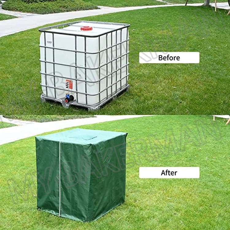 Green 210D Oxford IBC Tank Cover, Centre Zip, 120 x 100 x 116 cm