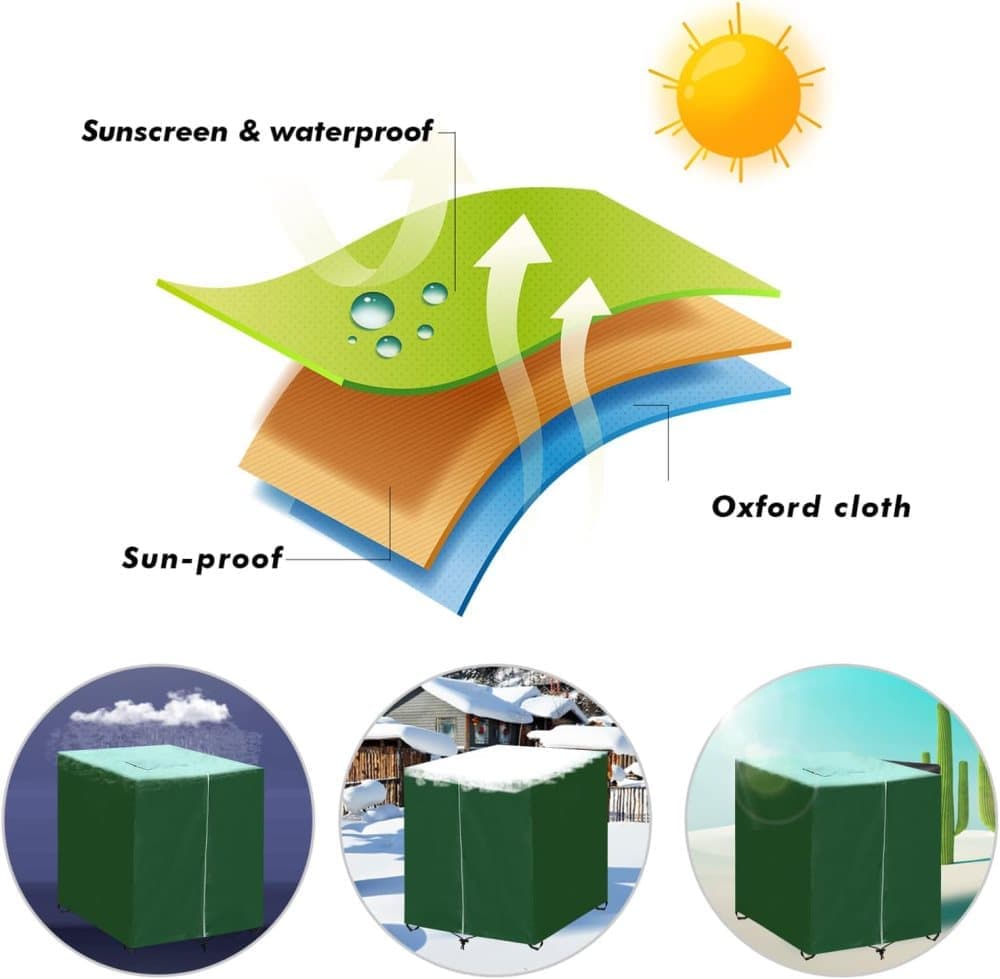 Green 210D Oxford IBC Tank Cover, Centre Zip, 120 x 100 x 116 cm