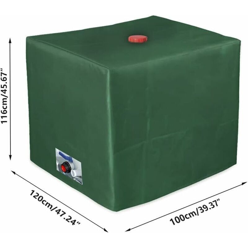 1000L IBC Tank Cover, Green 210D Oxford, 116 x 100 x 120 cm