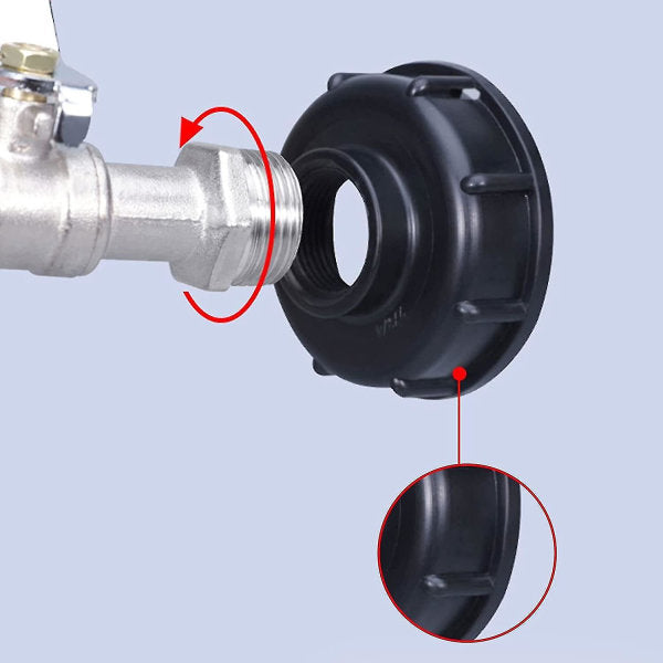 S60x6 IBC Tank Tap with Garden Hose Adapter, Alloy Body