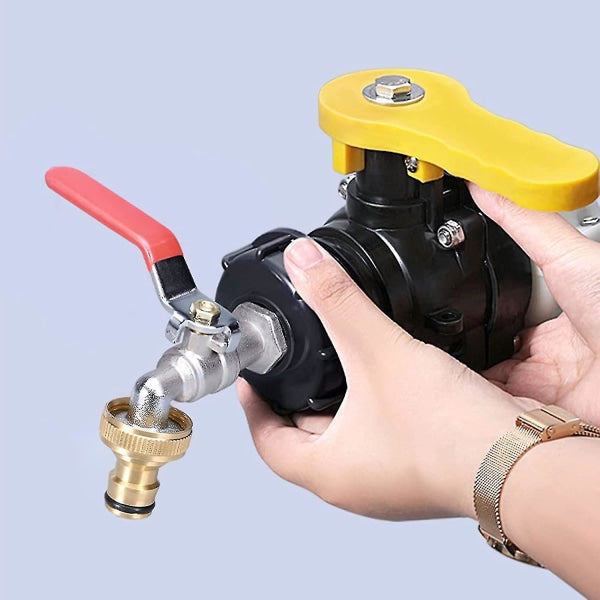 S60x6 IBC Tank Tap with Garden Hose Adapter, Alloy Body