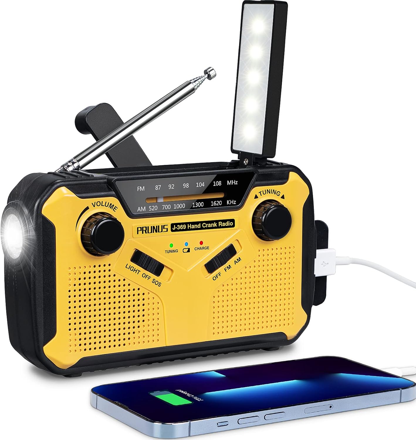 5-in-1 Emergency Hand Crank Radio – Solar Charging, Power Bank, Flashlight & SOS Alarm
