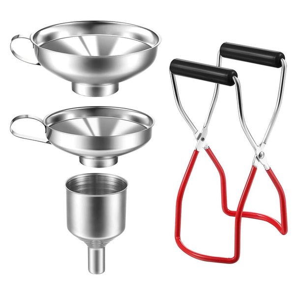 4-Piece Stainless Steel Canning Essentials Set - Funnels & Jar Rack