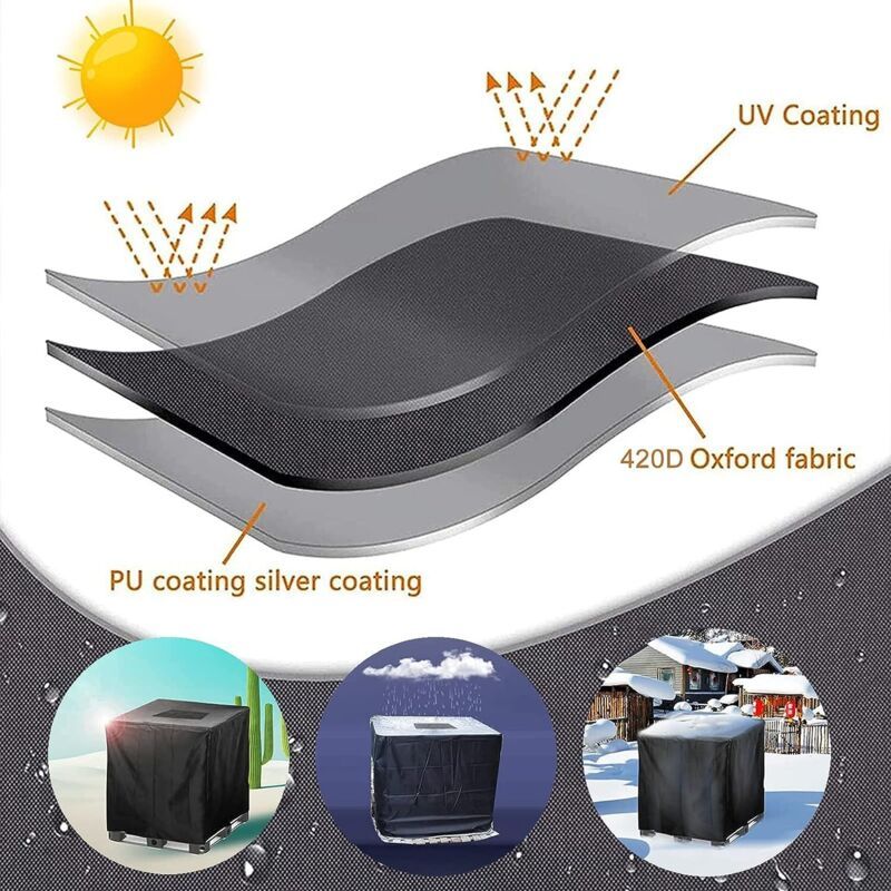 300L IBC Tank Cover, 420D Polyester with Drawstring, 81 x 61 x 100 cm