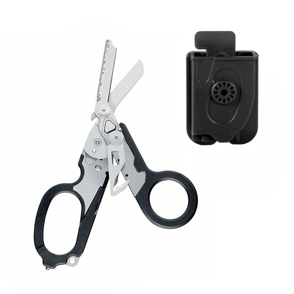 6-in-1 Folding Trauma Shears with Holster, Black