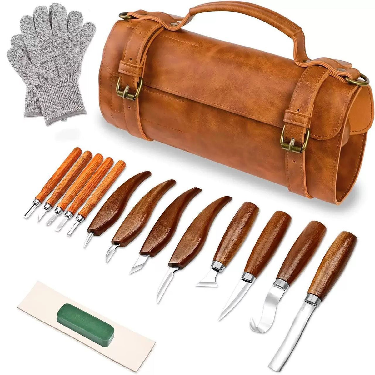 Deluxe Wood Carving Knife Set, 13-Piece High-Carbon Steel
