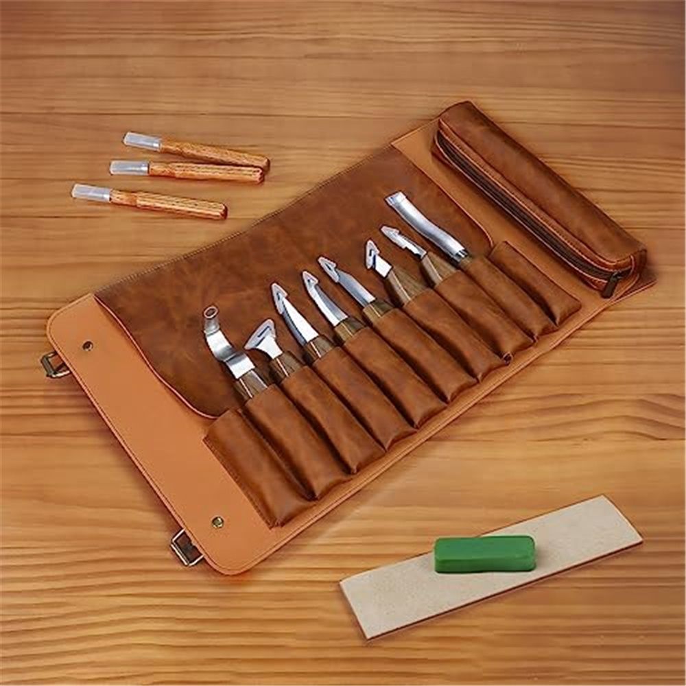 Deluxe Wood Carving Knife Set, 13-Piece High-Carbon Steel