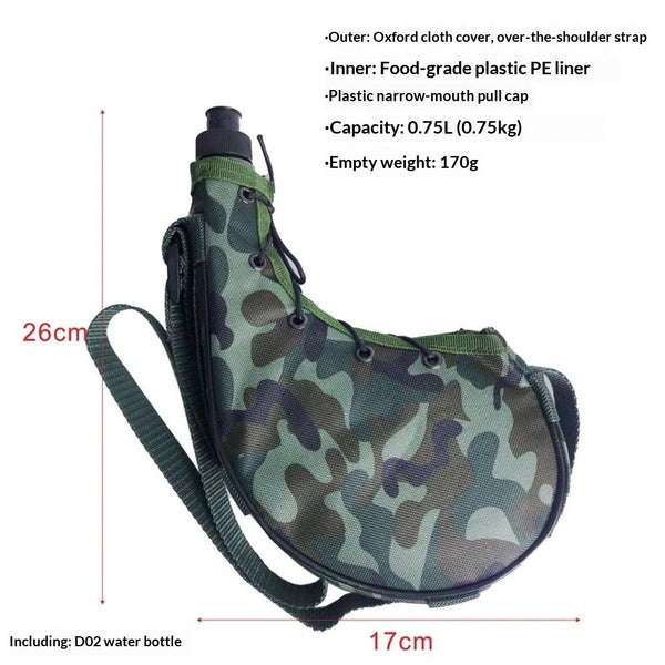 800ml Canteen Water Bottle with 600D Oxford Cover and Shoulder Strap