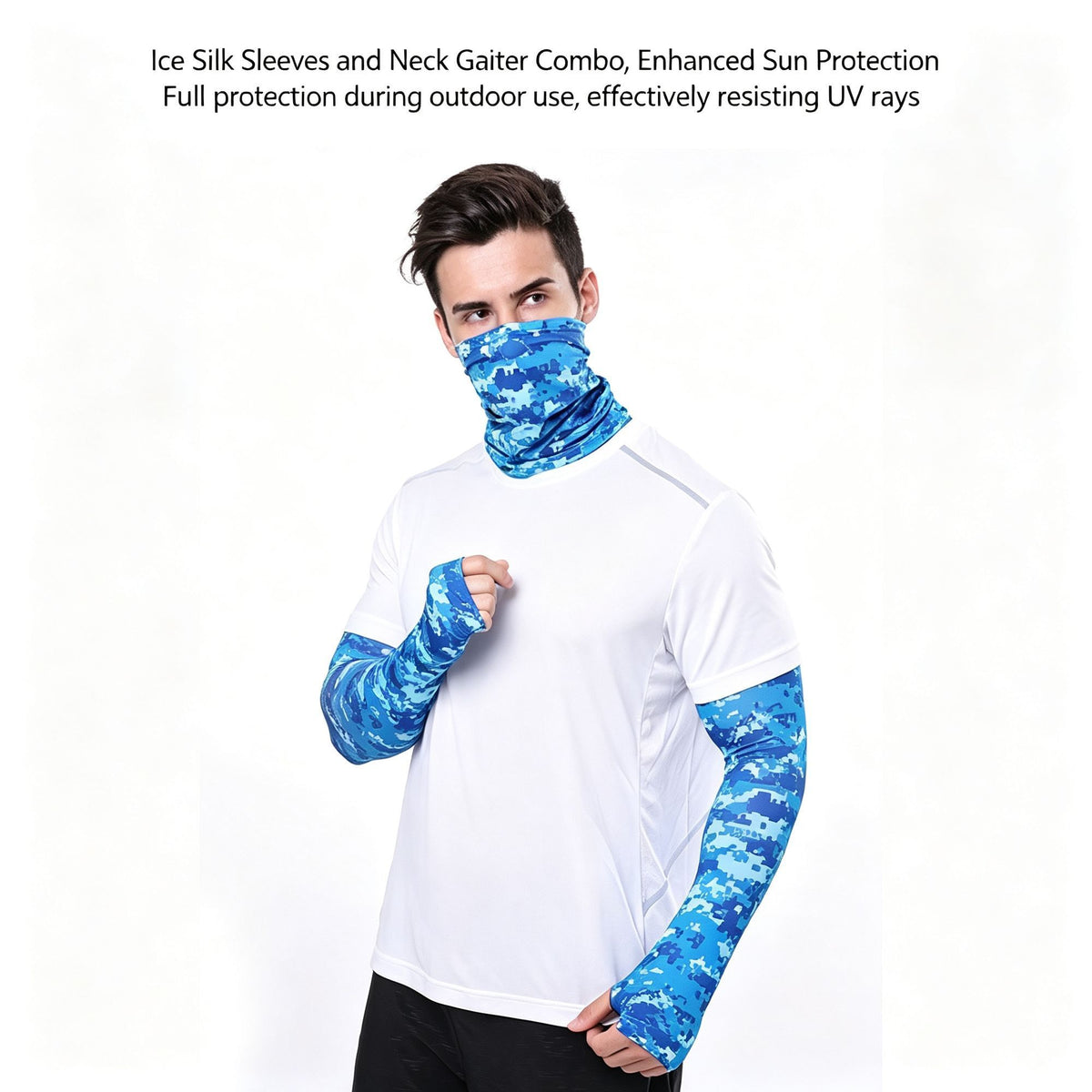 Camo Sun Guard Kit, Sleeves, Gloves & Neck Cover, Light Grey Camo