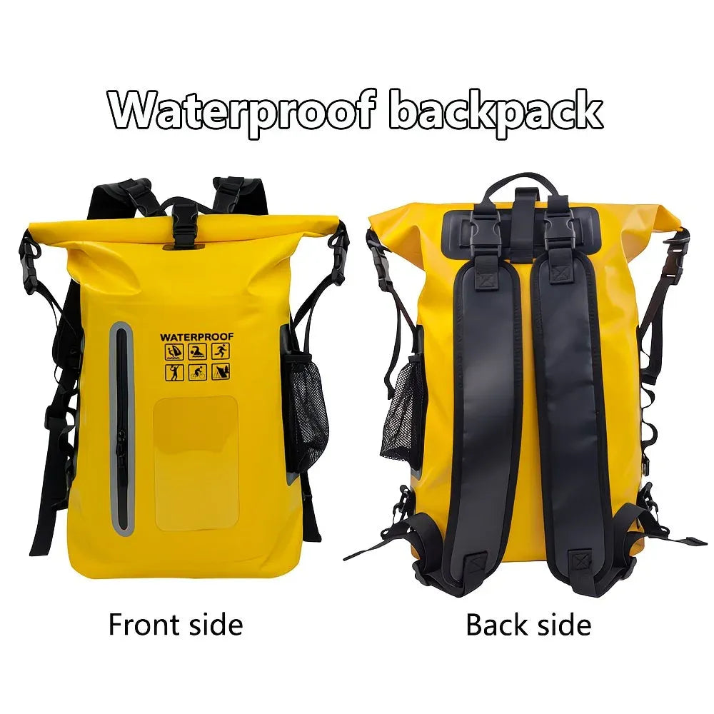 6.6 Gallon Outdoor Backpack, Detachable Shoulder Straps, Transparent Window & Buckle Clips, Suitable for Hiking, Beach Sports, Trekking and Rowing, Green, Portal Adventure Gear（black)