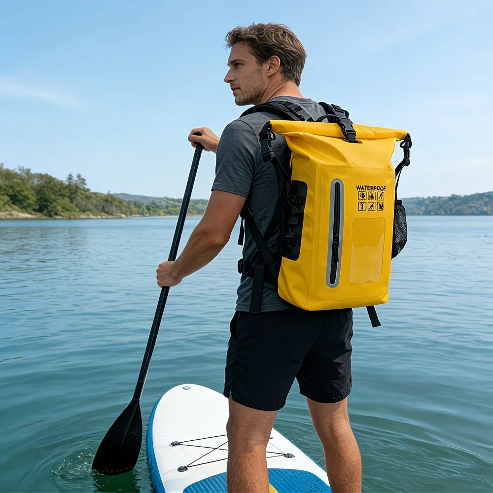 6.6 Gallon Outdoor Backpack, Detachable Shoulder Straps, Transparent Window & Buckle Clips, Suitable for Hiking, Beach Sports, Trekking and Rowing, Green, Portal Adventure Gear(ORANGE)