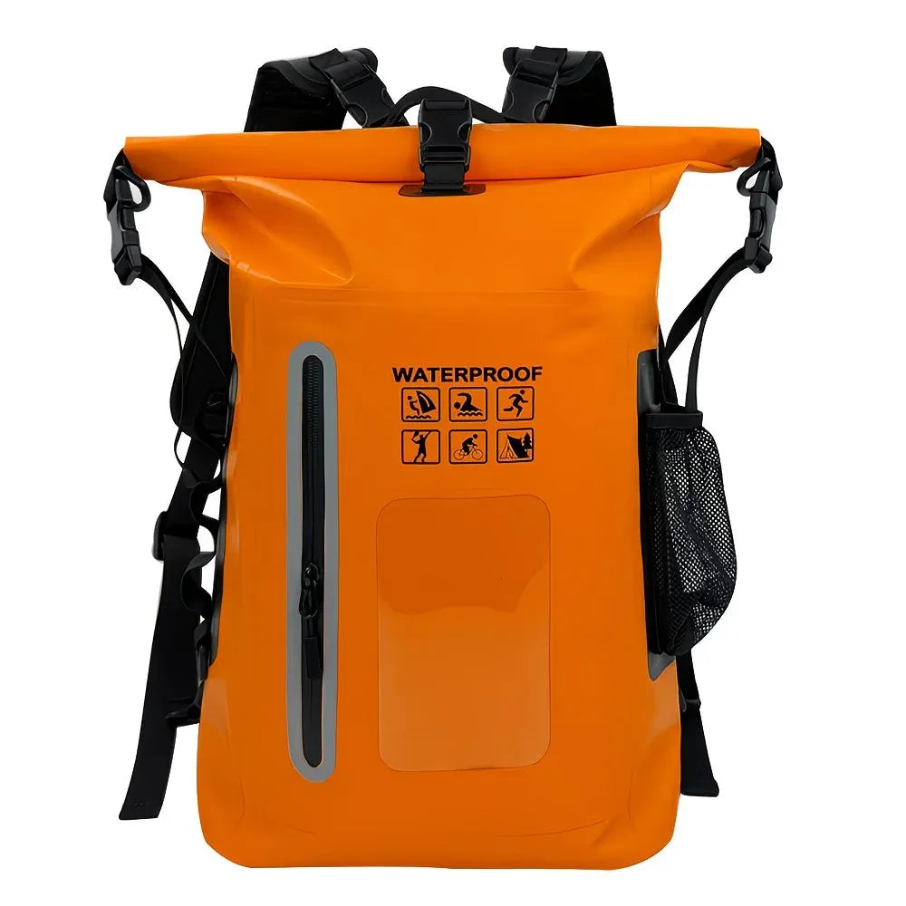 6.6 Gallon Outdoor Backpack, Detachable Shoulder Straps, Transparent Window & Buckle Clips, Suitable for Hiking, Beach Sports, Trekking and Rowing, Green, Portal Adventure Gear(ching; cyan)