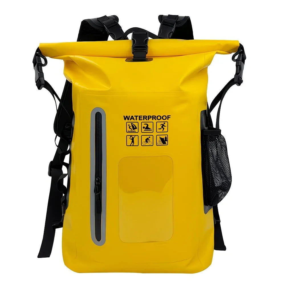 6.6 Gallon Outdoor Backpack, Detachable Shoulder Straps, Transparent Window & Buckle Clips, Suitable for Hiking, Beach Sports, Trekking and Rowing, Green, Portal Adventure Gear(ching; cyan)