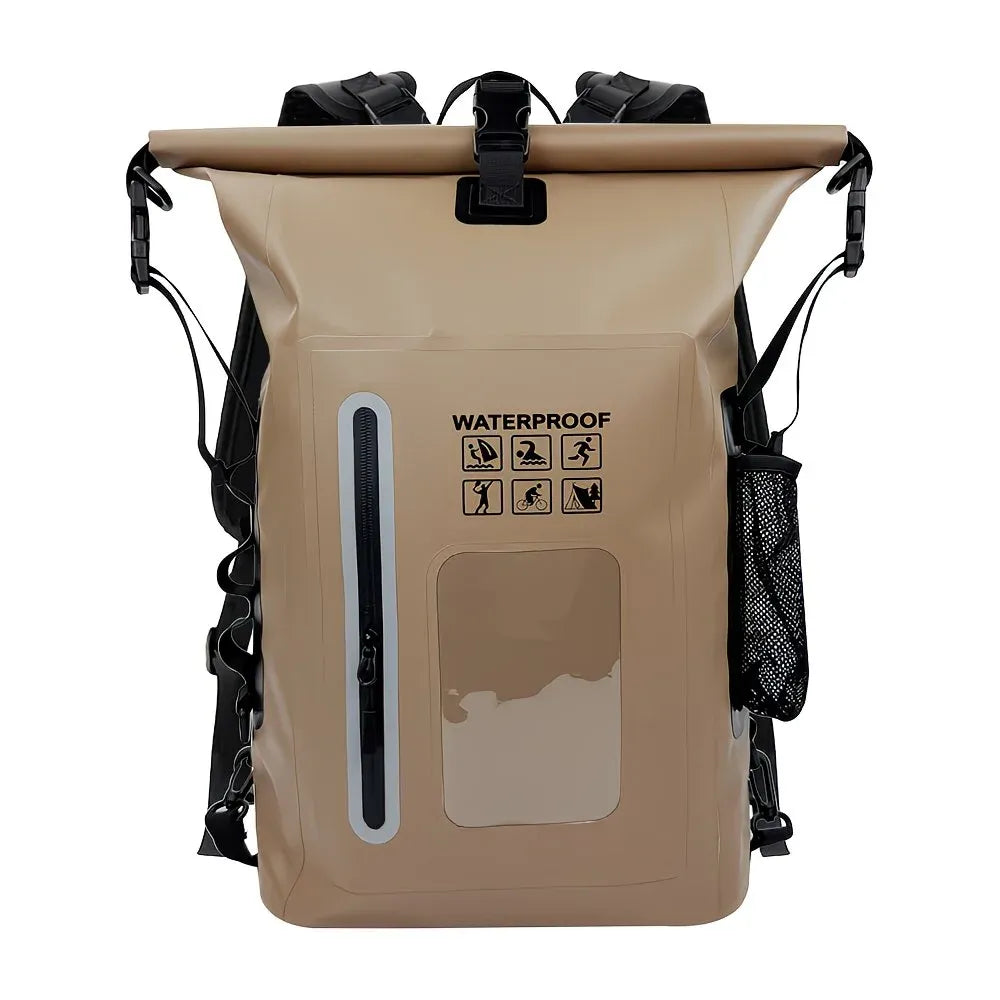 6.6 Gallon Outdoor Backpack, Detachable Shoulder Straps, Transparent Window & Buckle Clips, Suitable for Hiking, Beach Sports, Trekking and Rowing, Green, Portal Adventure Gear(pitch green)