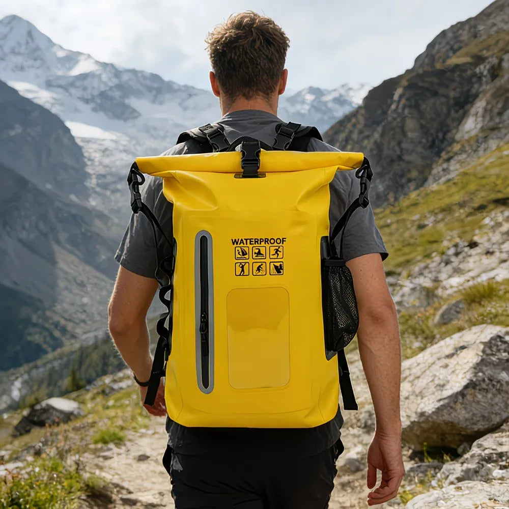6.6 Gallon Outdoor Backpack, Detachable Shoulder Straps, Transparent Window & Buckle Clips, Suitable for Hiking, Beach Sports, Trekking and Rowing, Green, Portal Adventure Gear(GREY)