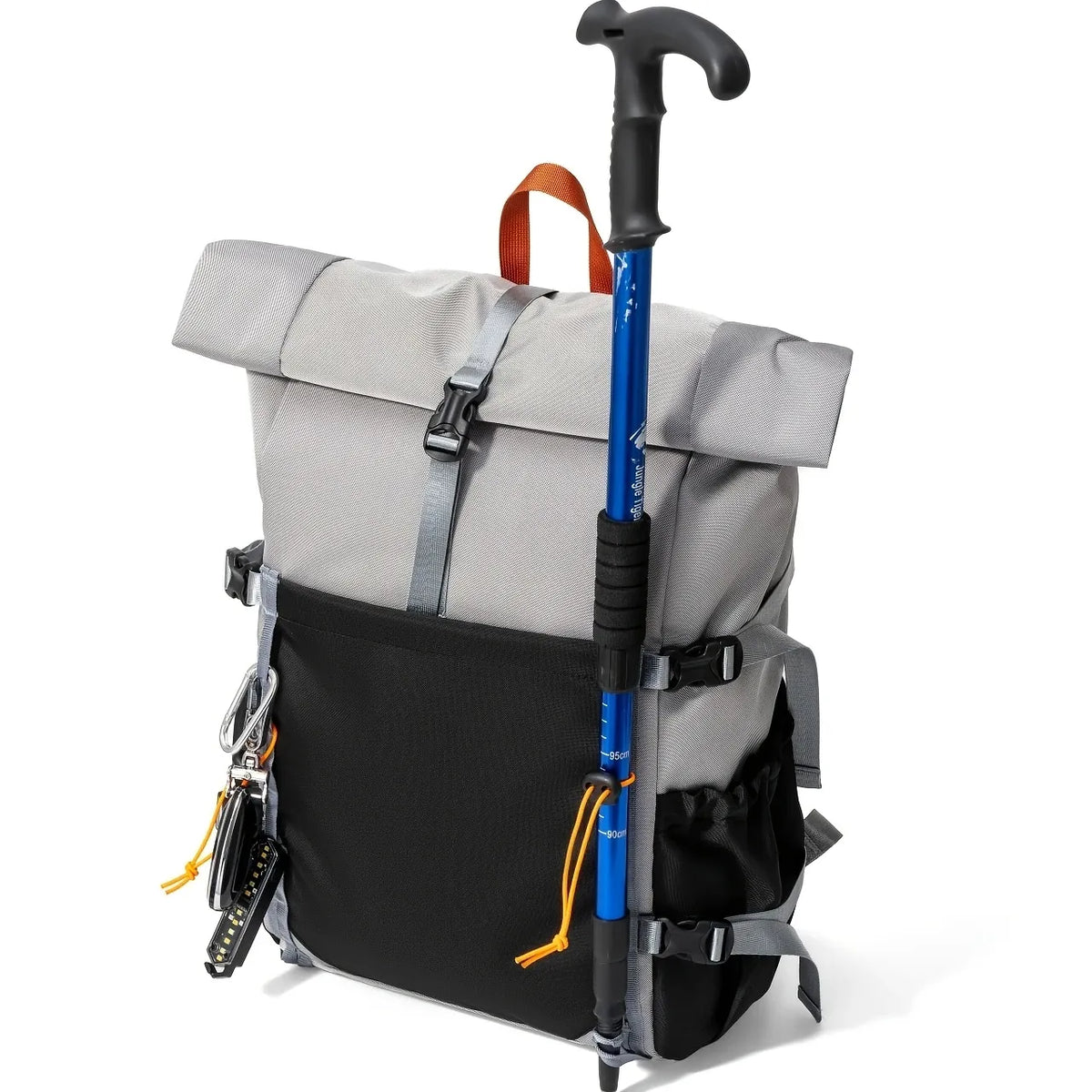 Waterproof Nylon Roll-Top Backpack, 22-28L Expandable, Grey – image 2