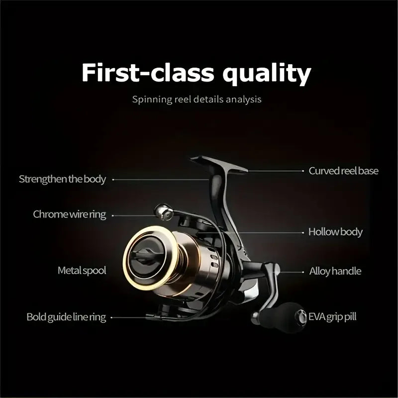 HE Series Metal Spinning Fishing Reel, 2000 Size