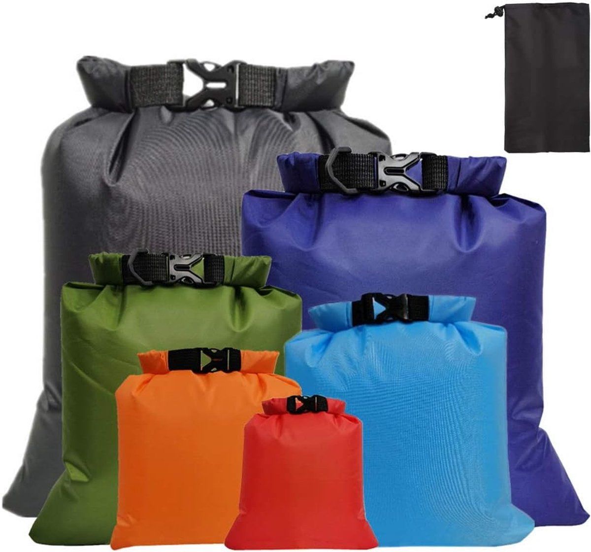 6 Pack Waterproof Dry Bags, 1.5L to 8L