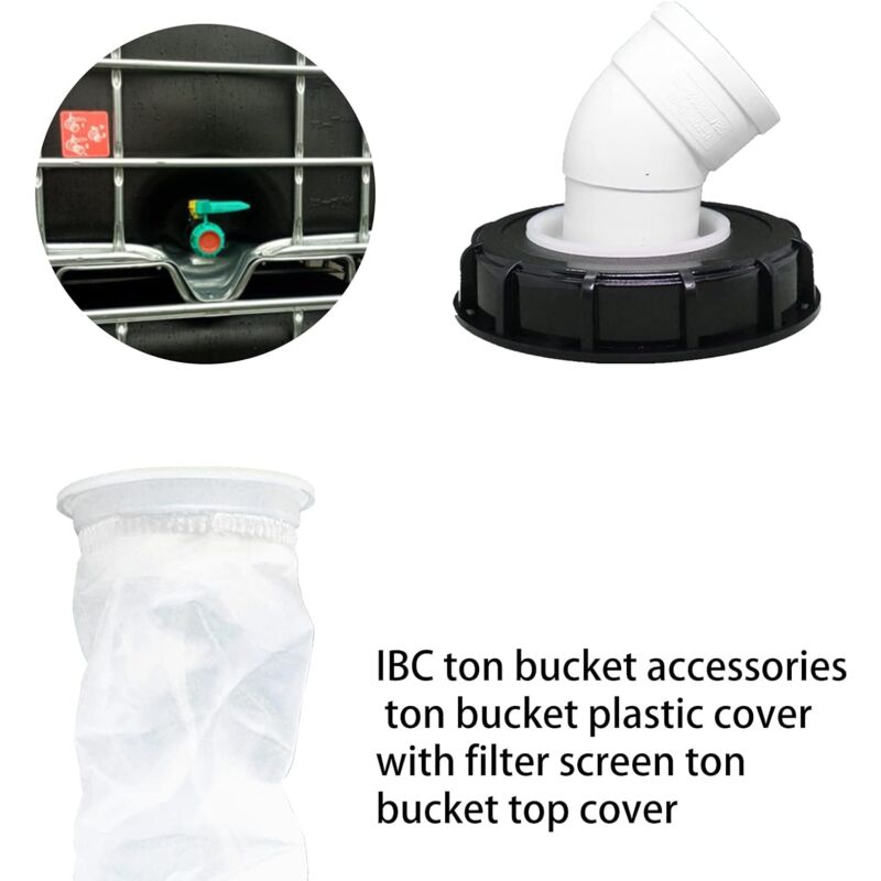 IBC Rainwater Lid Filter, 163mm Lid, 75mm Outlet, 45° Option