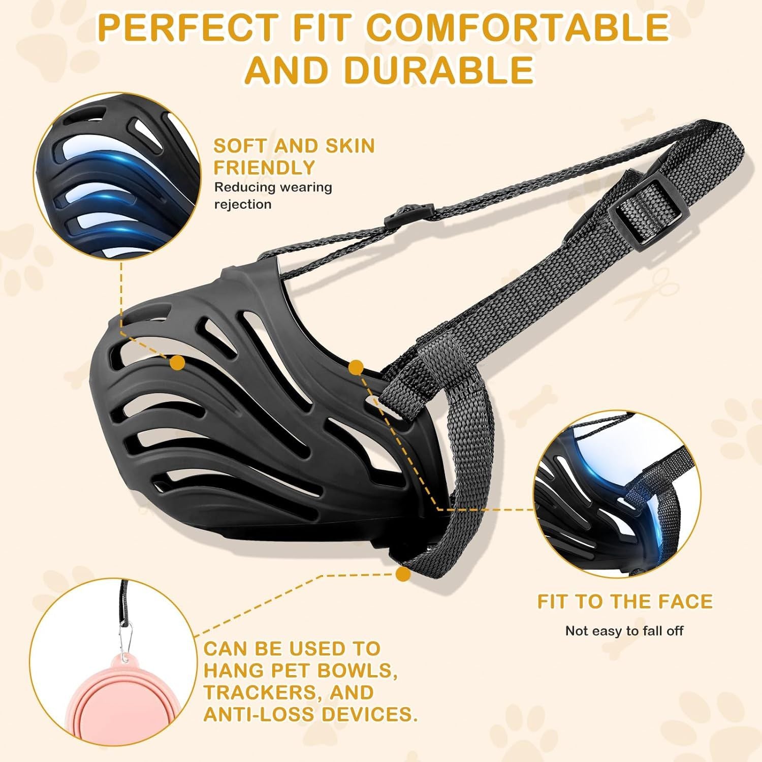 Dog Muzzle, Soft Breathable Dog Muzzles Suitable Dogs, Adjustable Basket Muzzles Prevents Chewing and Biting for Grooming Trimming Training(XXL)